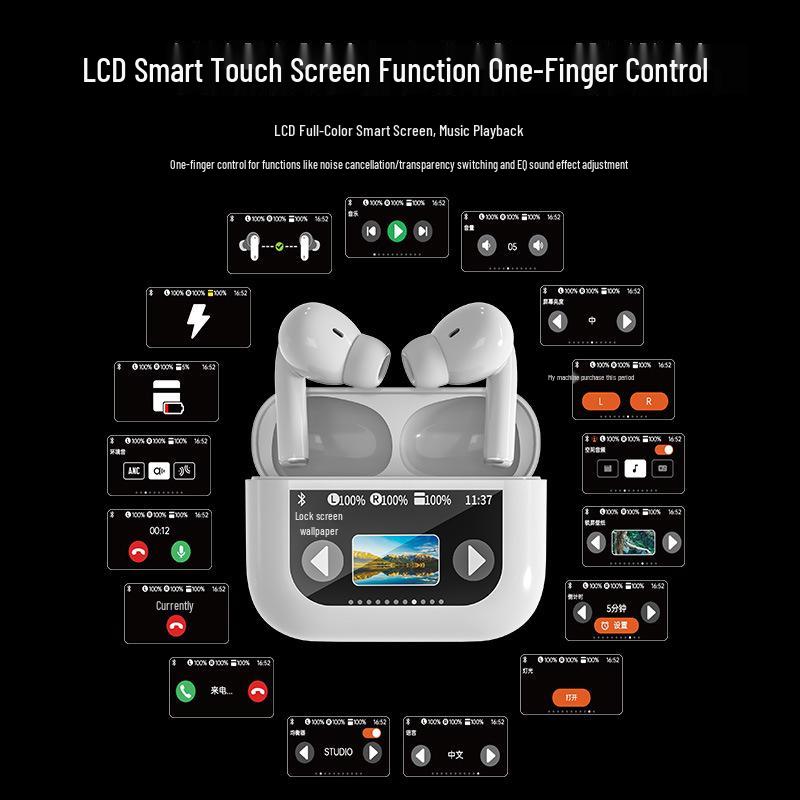 2025 Wireless Earphones 5.4: Ultra-long Battery, ANC Noise Cancelling, Color Screen, Bluetooth