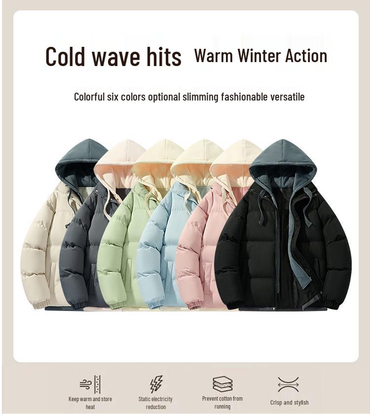 Qisenwei Winter Streetwear Faux Two-Piece Cotton Jacket – Windproof Waterproof Youth Puffer Jacket