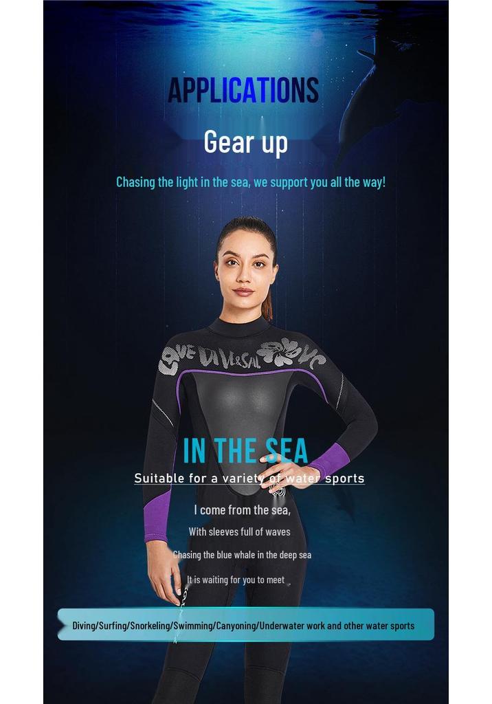 3MM Thick Full-Body Wetsuit: Warm Long Sleeve Diving, Snorkeling, Swimming, Surfing Suit.