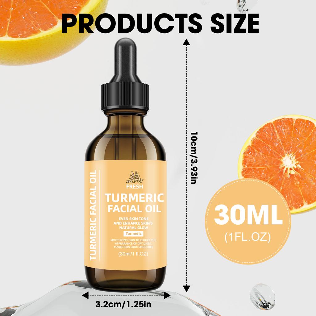Turmeric Facial Oil 30ml – Brightening & Nourishing Skincare Serum with Dropper