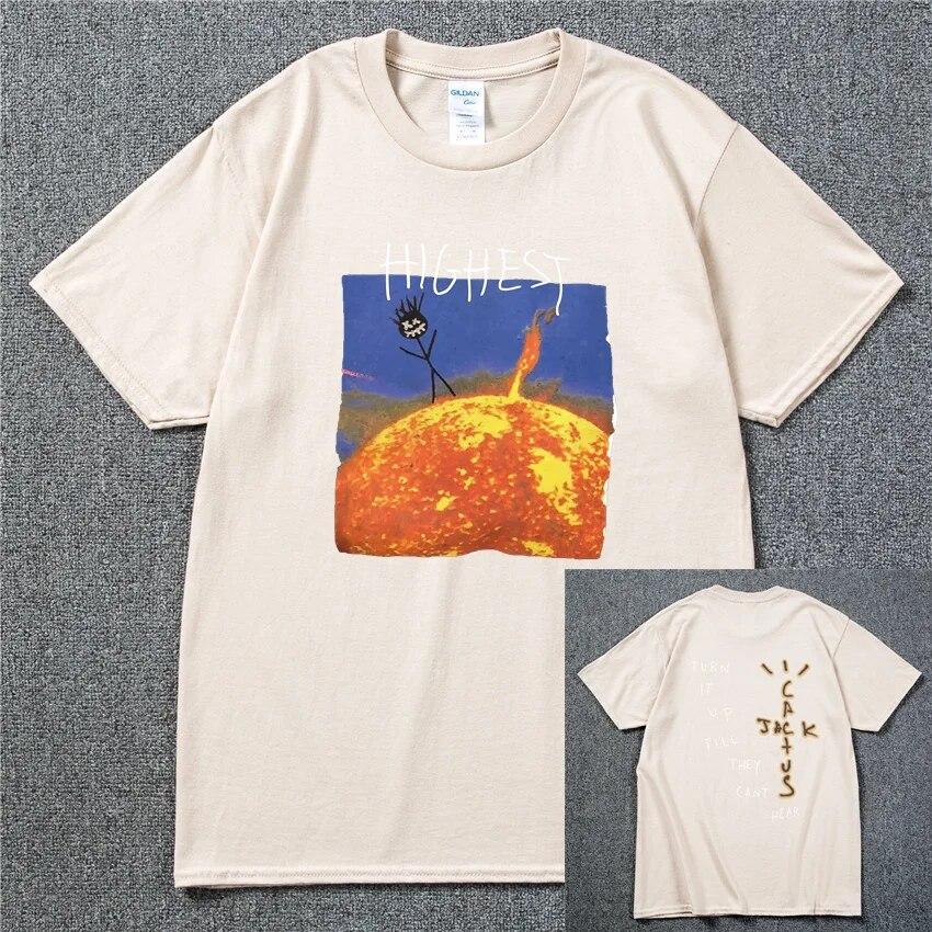 2022 Brand New Cactus Jack Luxury Unisex Cotton T Shirt Hip Hop Unisex Women Print Couple Lovers Harajuku T-Shirts Rainbow Tshirt