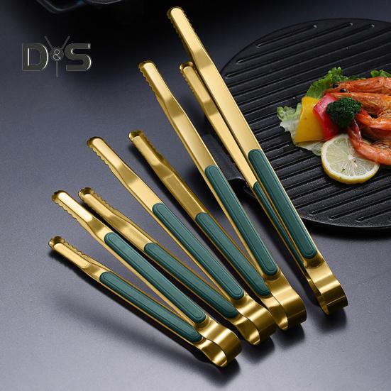 Food Tongs Anti-slip Multi-functional Non-stick Stainless Steel Salad Tongs