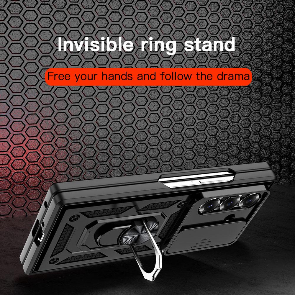 KEYSION Shockproof Case for Samsung Z Fold 7 6 5 Slide Camera Protection Ring Stand Phone Back Cover for Galaxy Z Fold 5 6 7 5G