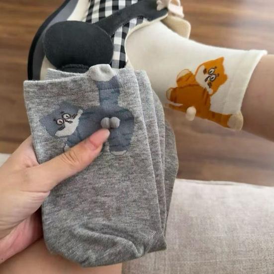 Cute Cat Socks Cartoon Cat Socks with Balls Stretchy Funny Animal Crew Socks Xmas Birthday Gift for Women Men Cat Lovers