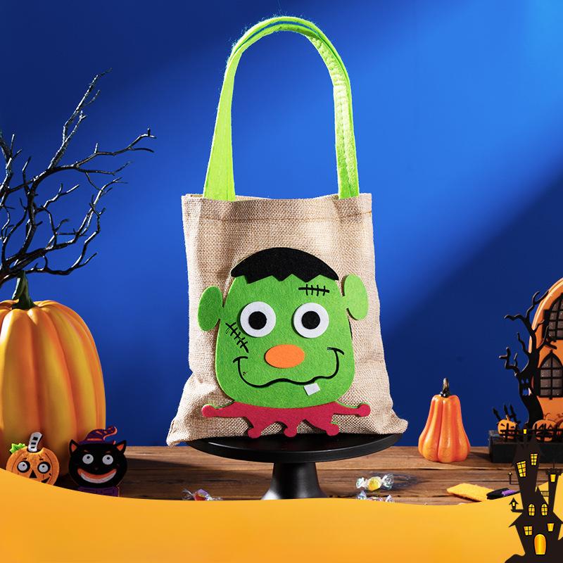 Halloween Pumpkin Pattern Tote Bag Reusable Hand-held Trick or Treat Candy BagNon-Woven Bags for Halloween Party Decorations Supplies