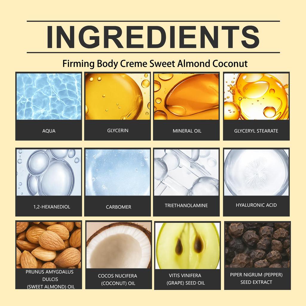 Floral Body Cream Gentle Hydration, Lightweight & Non-Greasy Rose/Vanilla/Sweet Almond Coconut Scent 237ml