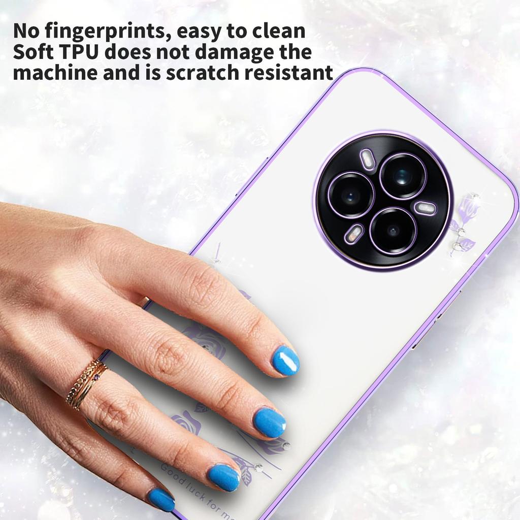 KADEM For Realme 14 Pro 5G Case Flower Rhinestone Decor Electroplating TPU Phone Cover