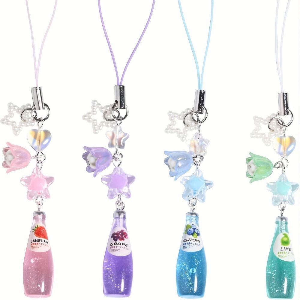 

Подвеска для телефона Fruit Soda Y2K, милая цепочка для телефона для девочек, брелок для ключей, ювелирные изделия фиолетовый