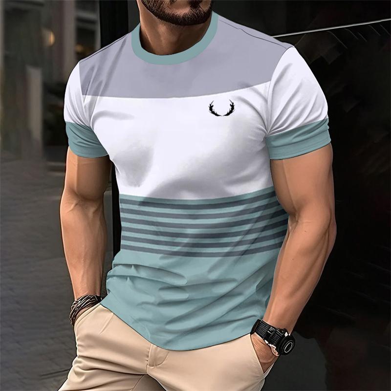 Simple Striped 3D Printed T Shirts For Men Fashion Summer Short Sleeve 3D Printed Kids T-shirts Casual Daily Wear Loose Tees