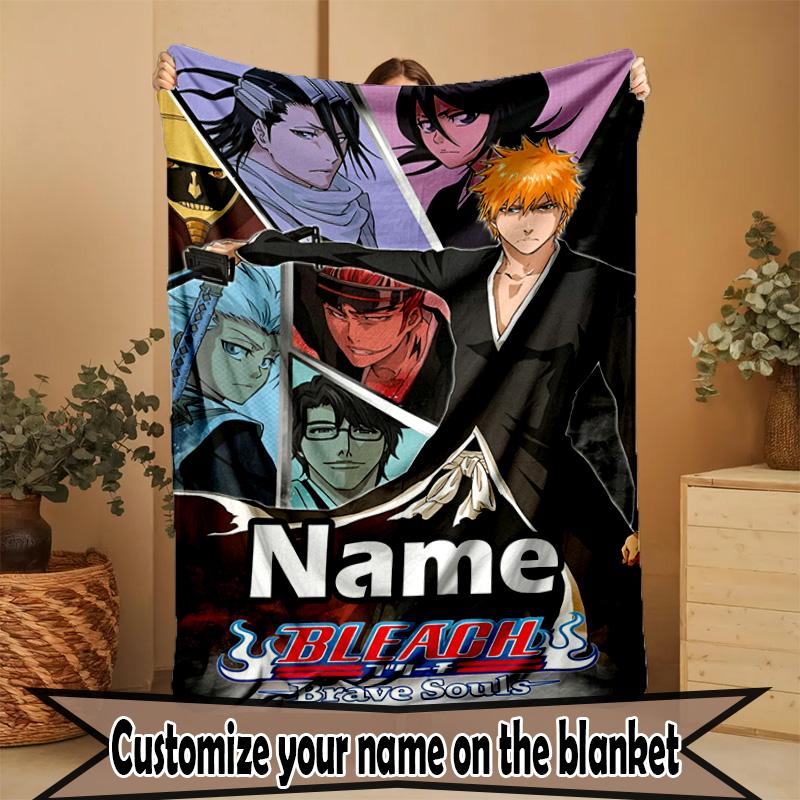 Custom Name Personalized BLEACH Print Blanket, Home Decor, Bedroom, Sofa, Camping, Couch, Gifts for Birthday ChristmasEnthusiasts