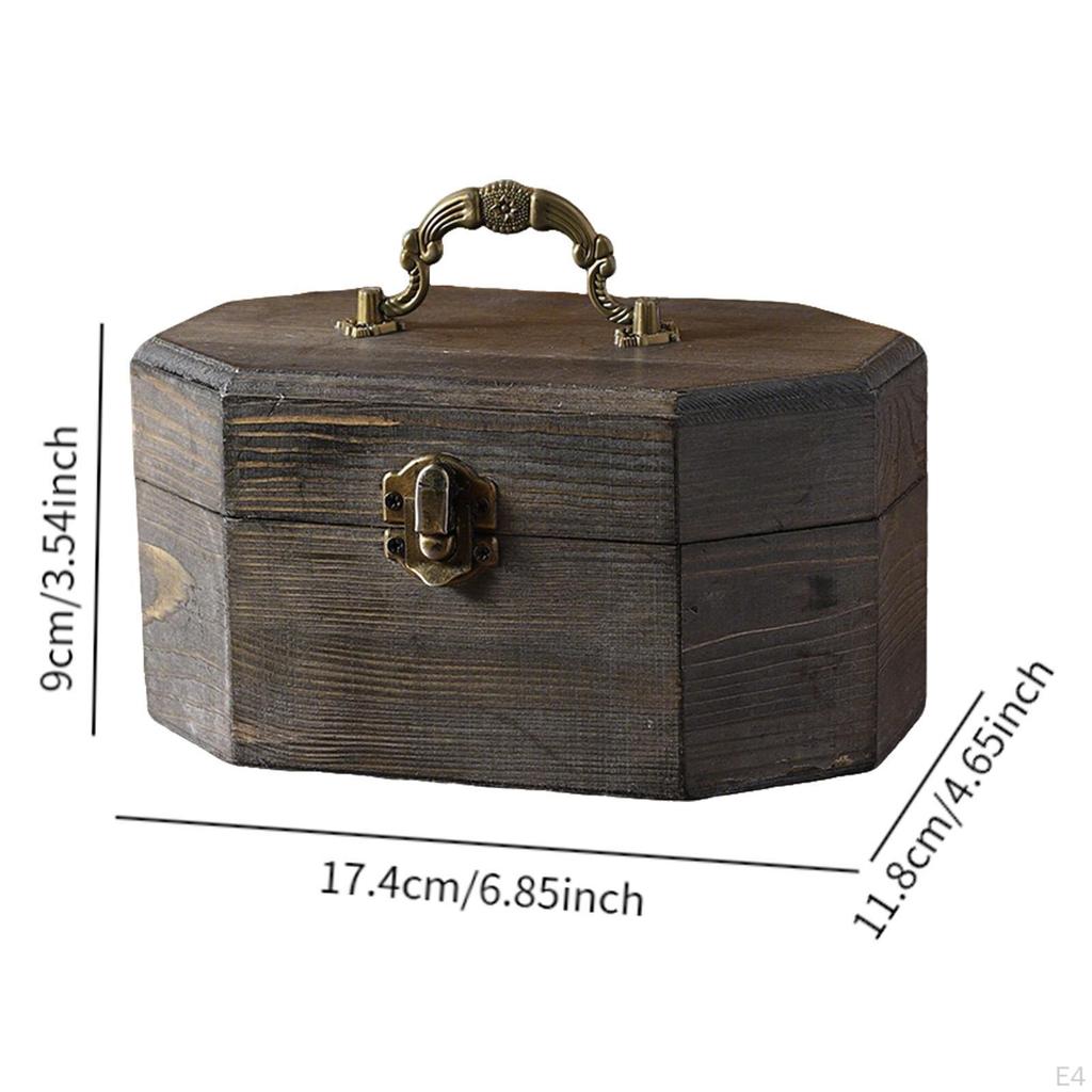 Jewelry Trinket Box Holder Display Brooch Ornament Storage Wooden Treasure Chest for Party Supplies
