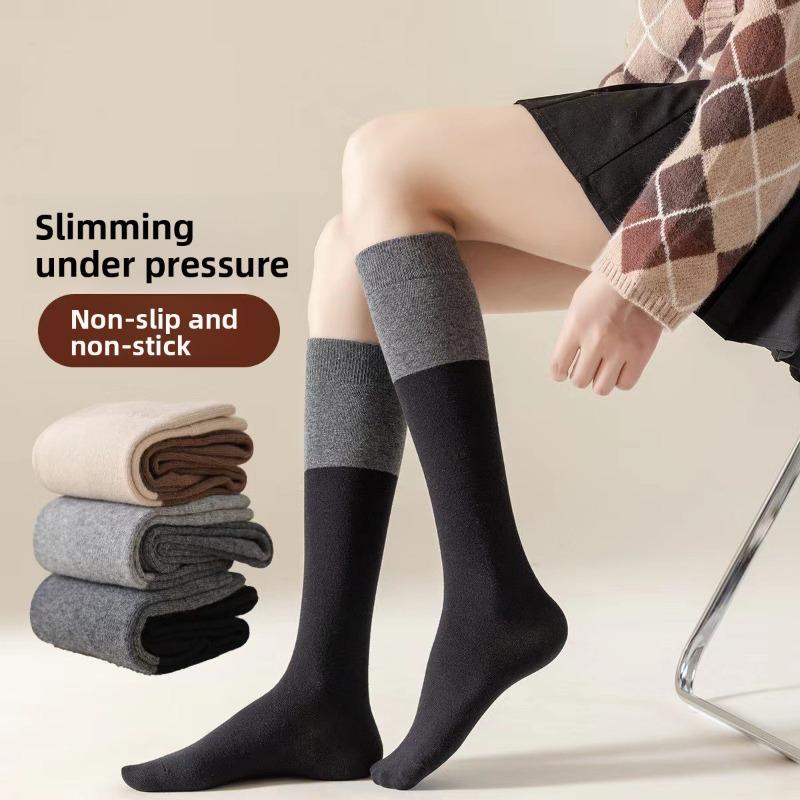Damen Herbst-Oberschenkelstrümpfe Sind Trendige und Schlankmachende Beinstrümpfe. Winter Color-blocking Knielang Einfach und Lässig Baumwollsocken