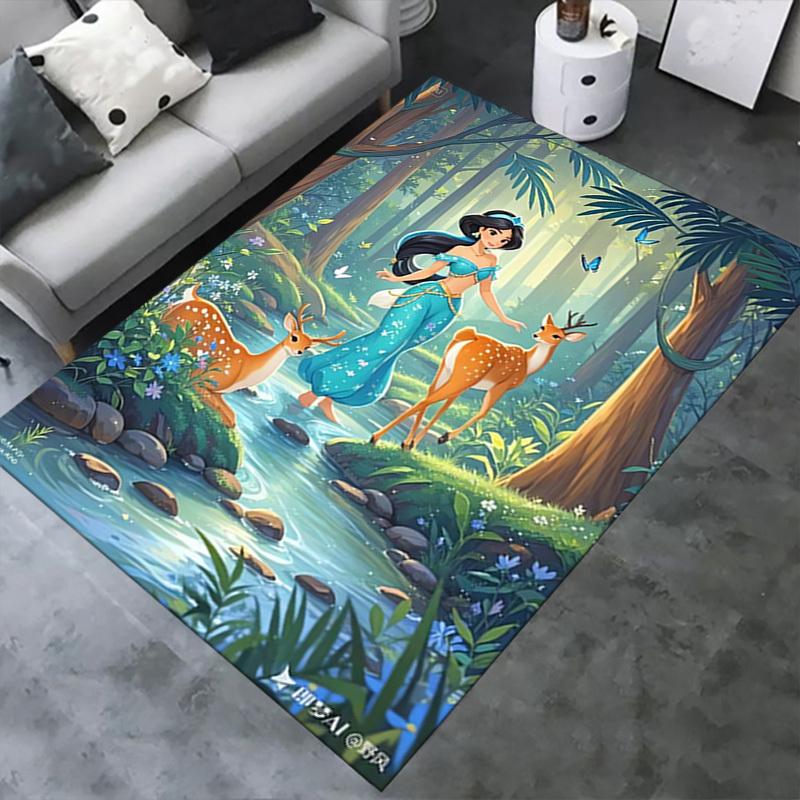 Princess,Forest,Deer Office Carpet Soft Polyester Entrance Carpet Washable Non-slip Machine Washable Indoor Carpet Living Room Bedroom Dinin