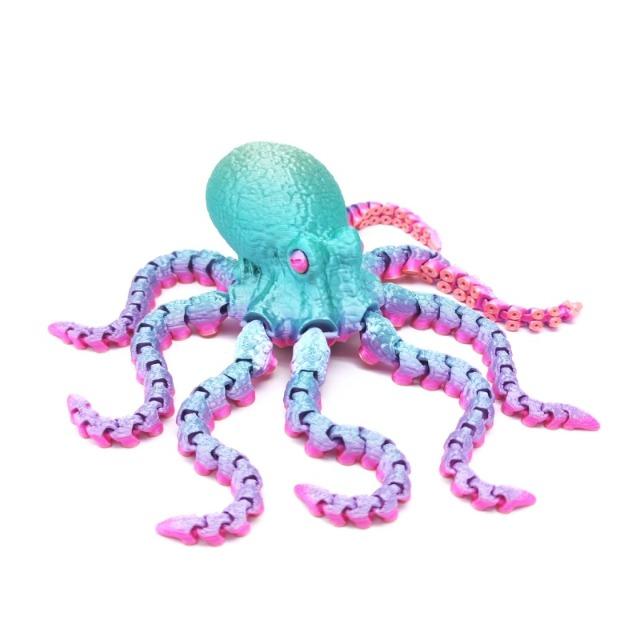 Lebendige Farbe Tiefsee-Oktopus 3D-gedruckte Figur Bewegliche Gelenke Simulationsaugen Vielseitige Schreibtischdekoration