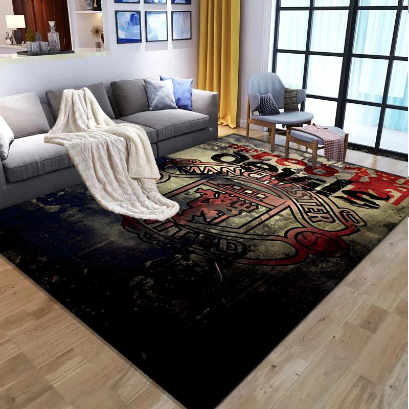 Manchester United F.C Pattern Rug, Indoor/Outdoor Mat, for Picnic, Gameroom, Bedroom, Office, Living Room, Home Decor Carpet, Birthday Gift