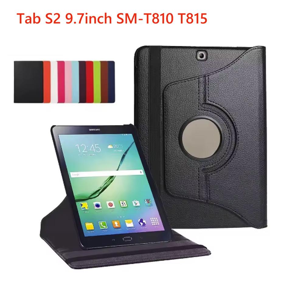 För Galaxy Tab S2 9.7 Fodral 360 Graders Roterande Vändstativskydd för Samsung SM-T810 SM-T813 SM-T815 SM-T819 Hård Baksida Skal