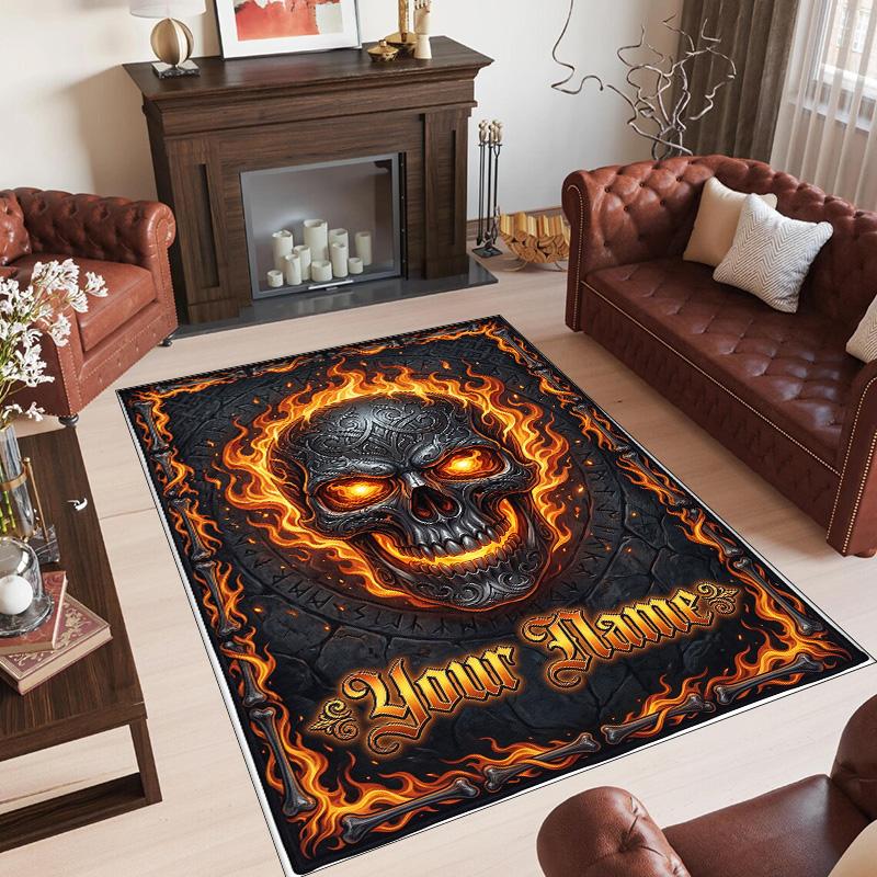 Gothic Theme Crystal Velvet Floor Rug Personalized Custom Name Text Warm Carpet Home Decoration