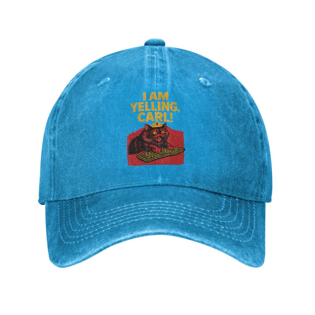 Funny I Am Yelling Carl Cat Meme Unstructured Baseball Cap Distressed Denim Washed Keyboard Snapback Hat Outdoor Adjustable