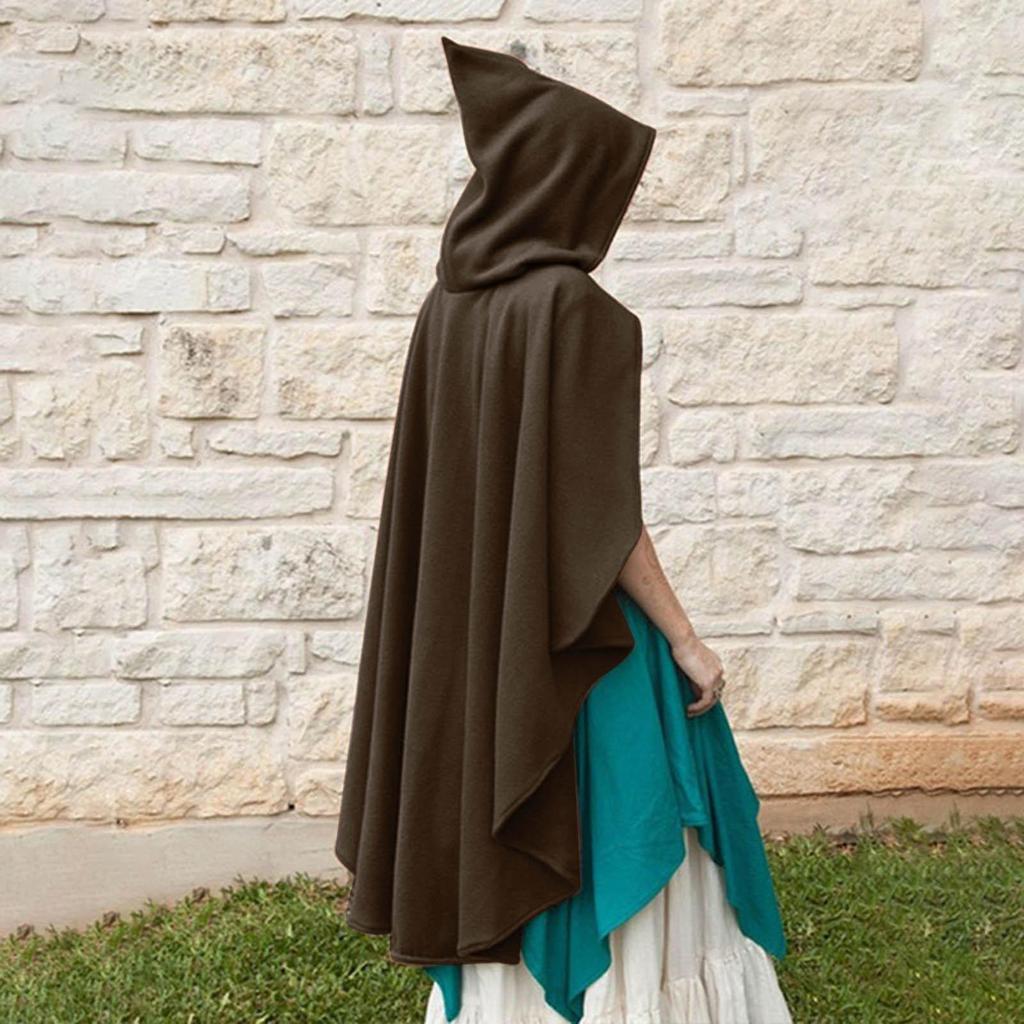 Women's Holiday Hooded Cape - Winter Gold Velvet Cloak for Halloween, Renaissance, or Christmas.