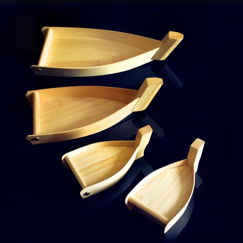 Bayonet Boat Simple Wooden Boat Sushi Plate Creative Japanese and Korean Dishes Cake Dessert Plate Bento Wooden Mini Sushi Boat