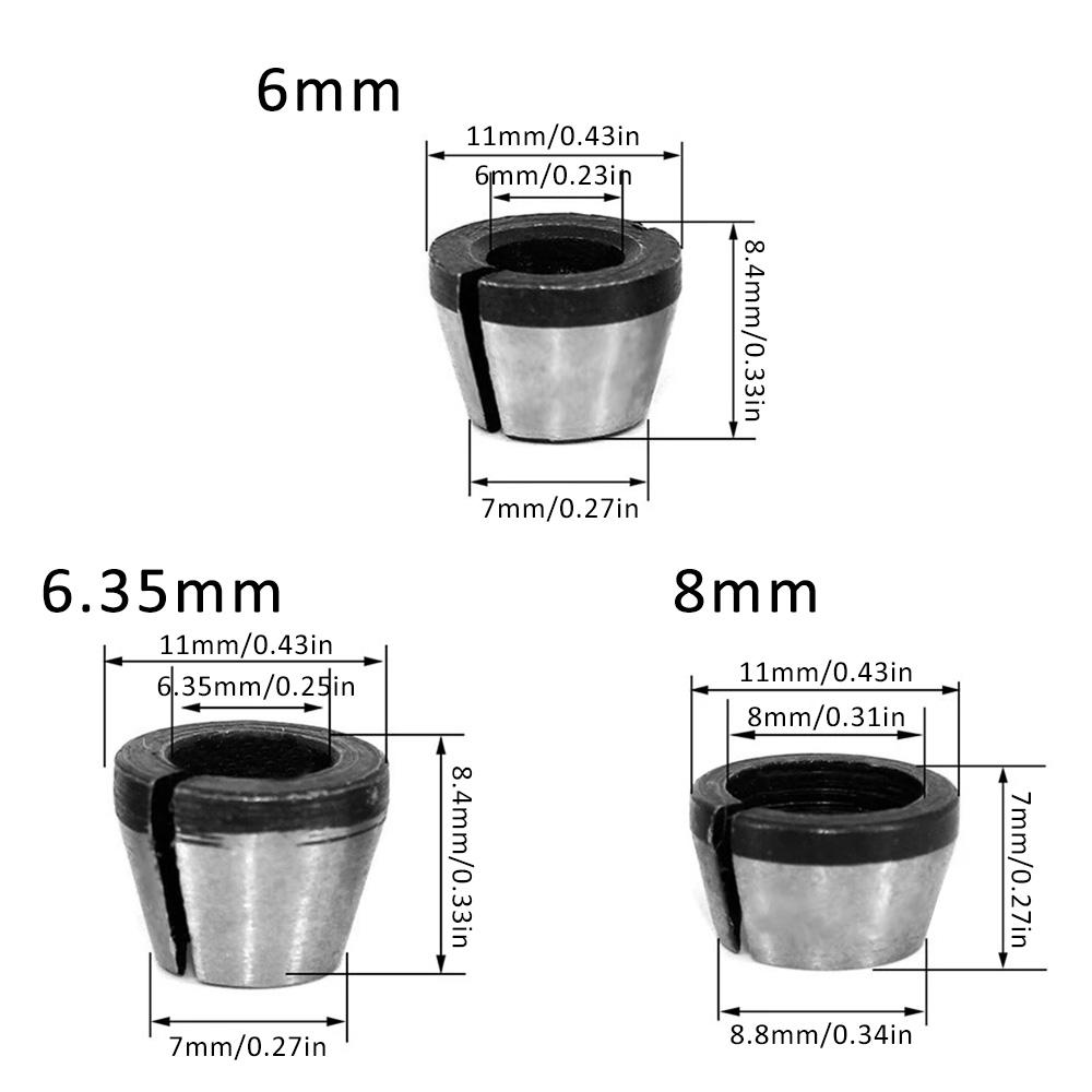 6/12 Stück Set Spannzangen 6mm 6,35mm 8mm Spannzangenfutter Gravur Fräsmaschine Elektrische Oberfräse Fräser Zubehör
