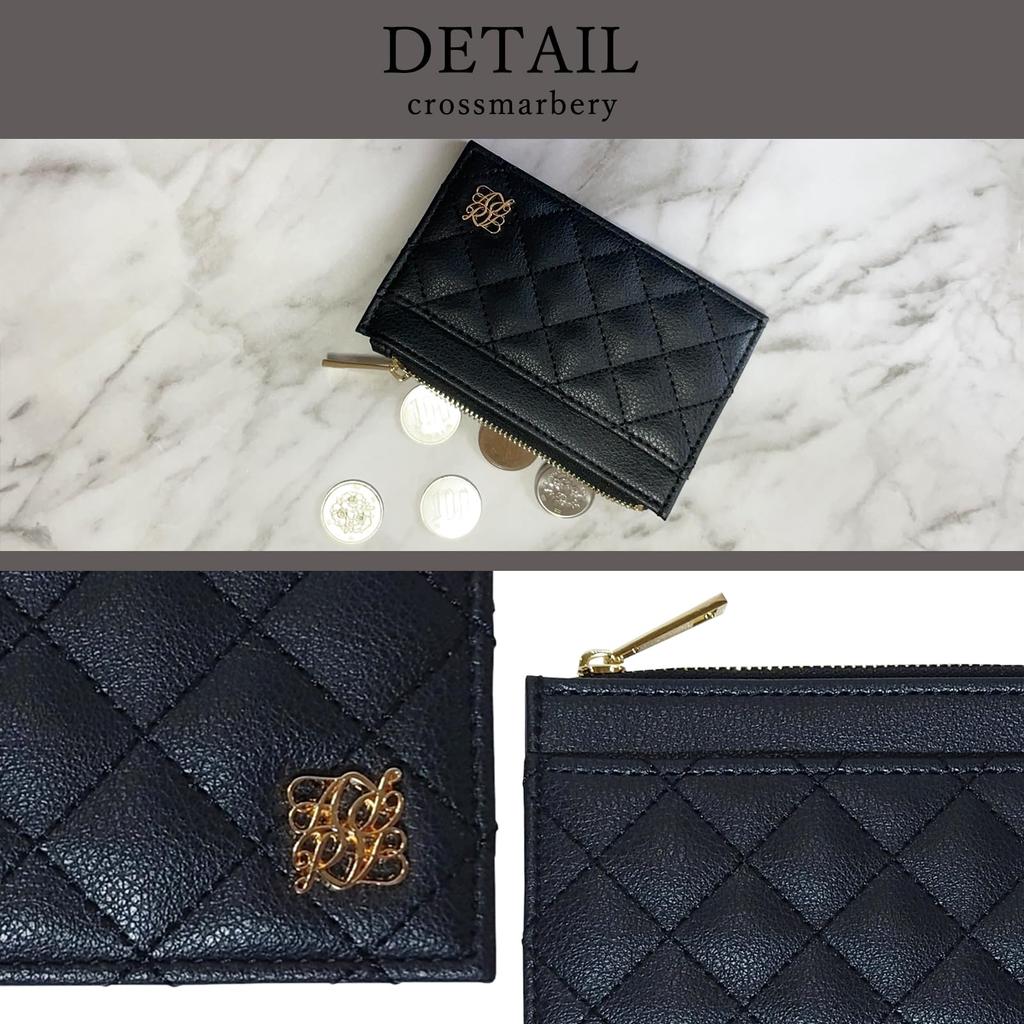 Crossmarbury Slim Compact Wallet with Fragment Card and Coin Cute Mini IC Card Lightweight Quilted Synthetic R91 Gray Women's Case, Case, Purse,