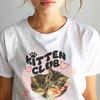 26 Kitten Club Graphic Print White T-Shirt, Unisex Fit, Cat Lover Gift, Unisex Unisex T-Shirt