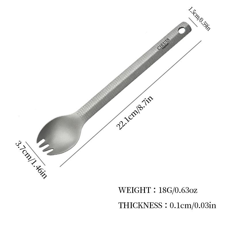 Portable Outdoor Titanium Fork and Spoon with Rhombus Pattern - Lightweight Camping Tableware