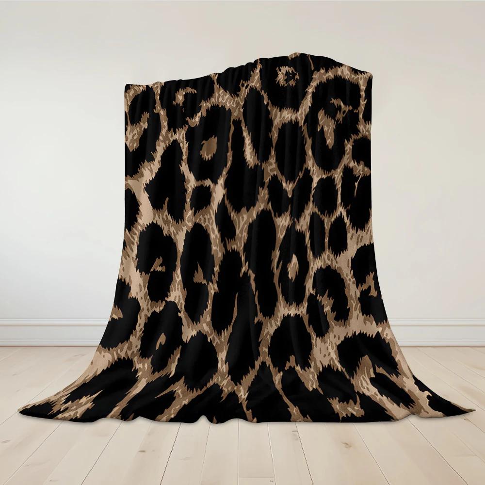 CLASSIC LEOPARD Flannel Blanket Warm Soft Halloween Christmas Couch Warm Cozy Decorative Decor Gift for All Season