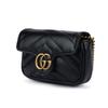 Gucci GG Marmont Distressed Gold Logo Chain Shoulder Strap Quilted Leather Coin Purse Handbag Super Mini Women's Black