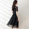Polka Dot Jacquard Square Neck A-Line Dress
