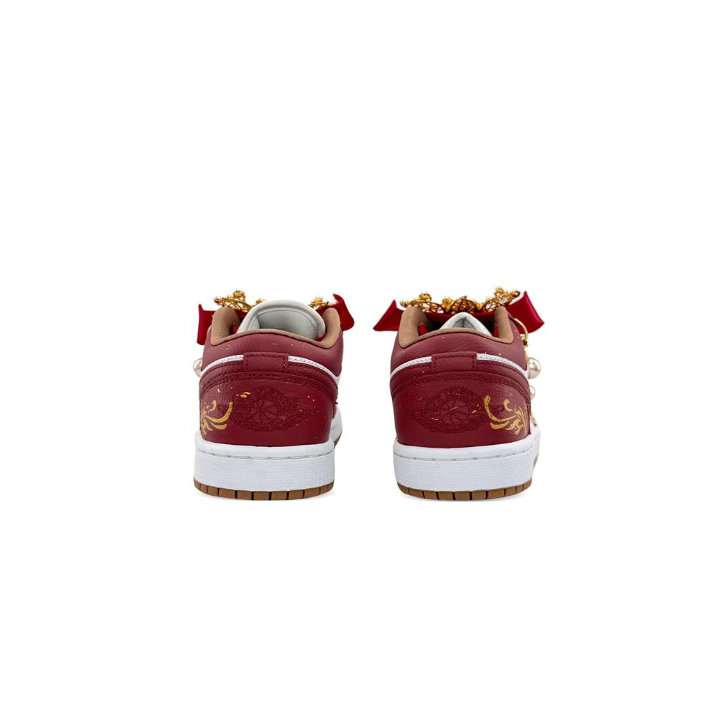 Jordan Air Jordan 1 Lily Love, Chinese Style Wedding Shoes Slip Resistant Abrasion Resistant Low Top DC0774-202(Team2089-)