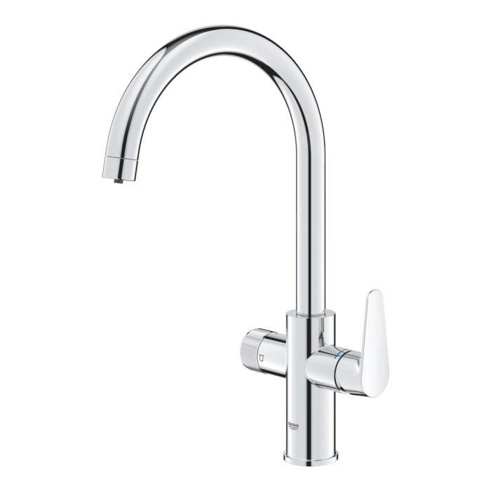 Mitigeur d'évier - GROHE - StartCurve - Filtration intégrée - Bec col de cygne - Chromé
