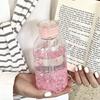 Kawaii Vattenflaska Estetisk Tumlare För Iskaffe Juice Te Söta Rosett Plastmuggar Med Sugrörslock Bärbar Drickflaska