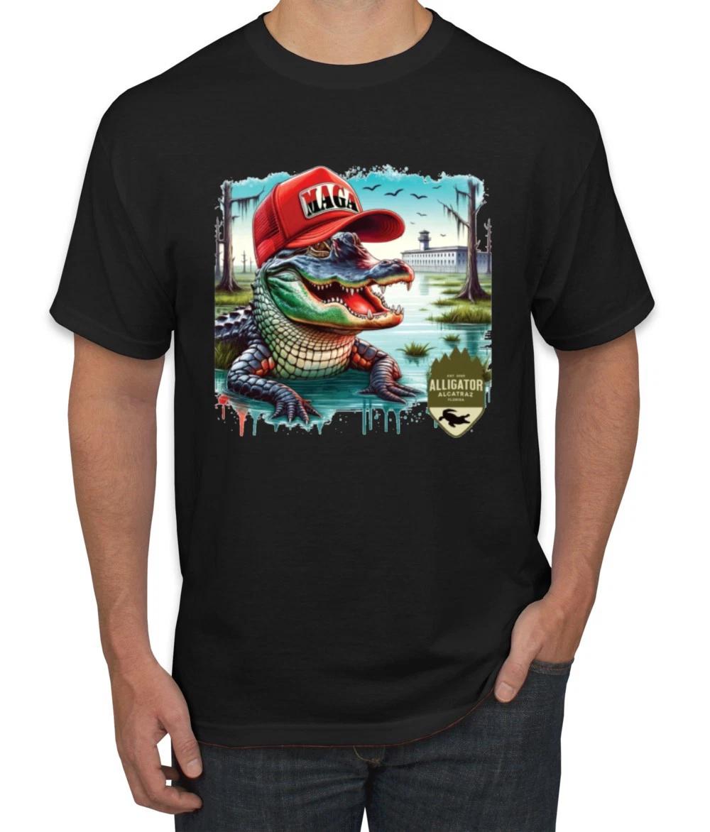 Alligator Alcatraz Everglades Funny American Immigration Men s T- Shirt XL