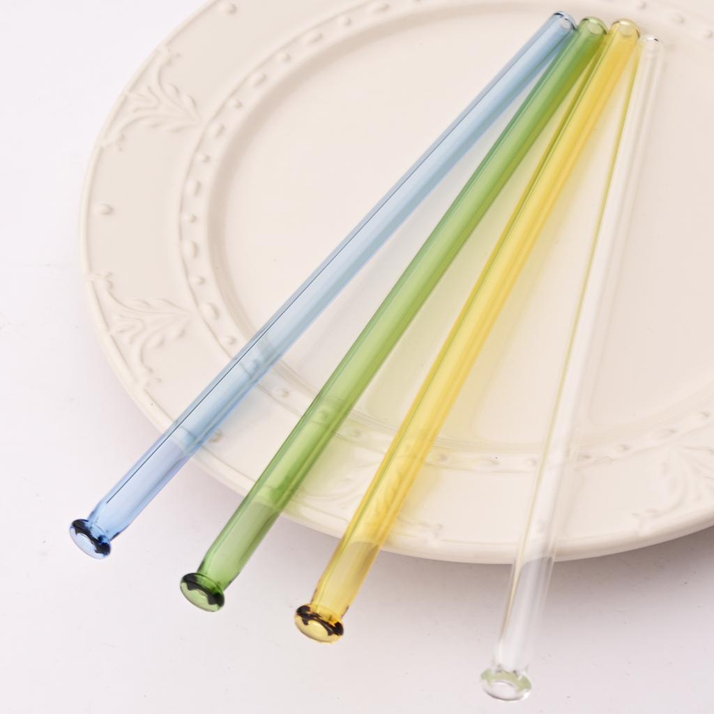 8pcs High Borosilicate Glass Straw Sets Creative Glass Straw Milk Tea Juice Cocktail Straw Set with Brush Party Bar Accessories