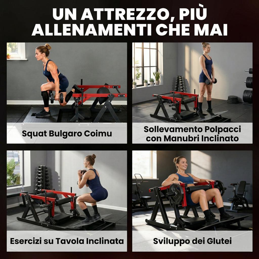 Hip Thrust Machine with Adjustable Platform, 270 Kg Capacity and Weight Holder, Red