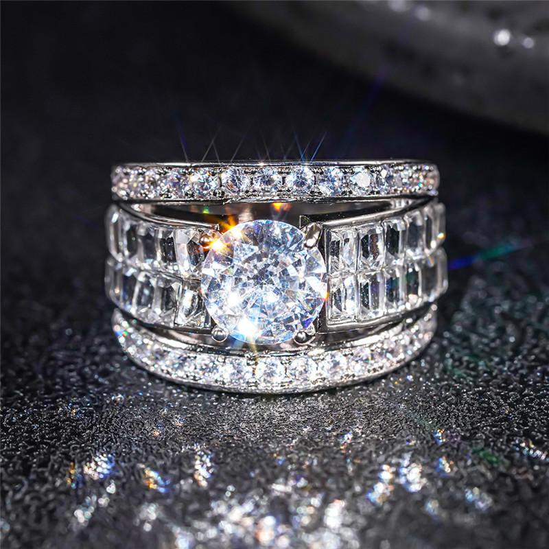 Bagues Larges Brillantes Haut de Gamme Pour Femmes Zircone Cubique Scintillante Accessoires pour Doigts Bijoux Tendance Élégants Bijoux de Luxe