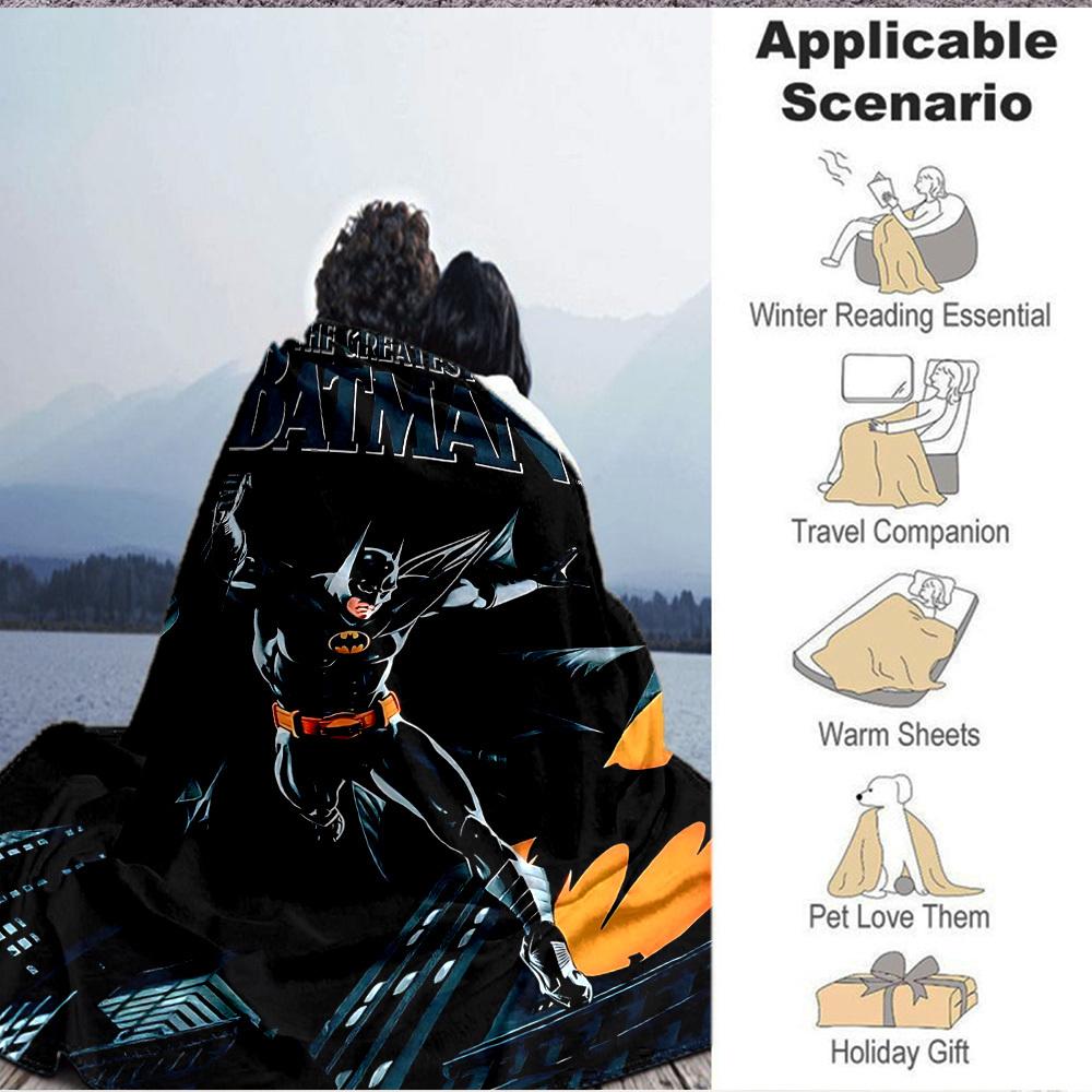 1pc Batman Blanket Lightweight Flannel Throw For Sofa, Bed, Travel, Camping, Livingroom, Office, Couch, Chair, And Bed