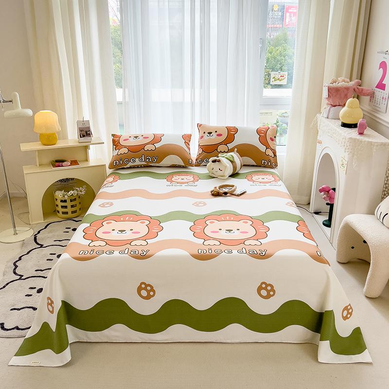 Cute Bear Pattern Bed Sheet Set Cartoon Style 100% Cotton Soft Bed Linen for Kids Boys Girls Bedroom Decoration Bedding Set