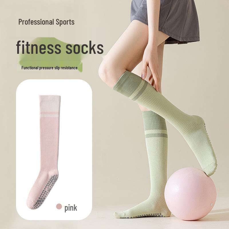 Calf Color Block Compression Socks: Non-Slip Yoga, Pilates, Cycling, Dance, and Fitness Thigh-Highs.