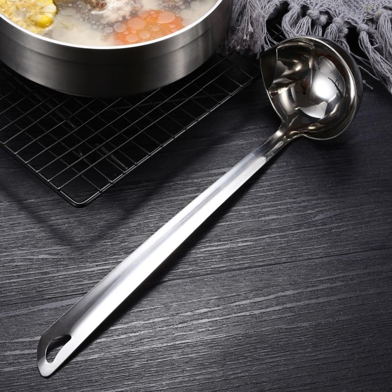 Long Handle Oil Soup Separate Spoon Home Strainer Cooking Colander Kitchen Scoop Stainless Steel Ladles Dinner Tableware