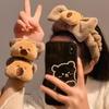 Soft Kapibara Face Wash Wrist Strap Cuffs Towel Band Plush Bow Headwear Capybara Headband  Girls