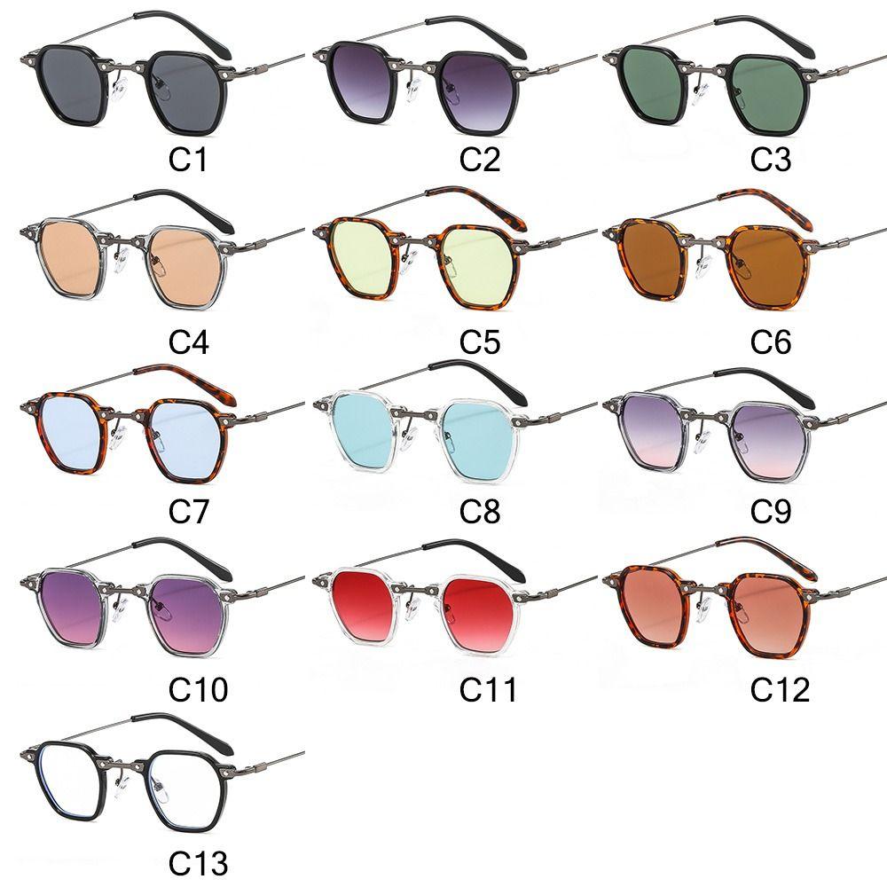 Polygon Frame Punk Sunglasses Vintage Small Ocean Color Eyewear Avant Garde Sun Glasses for Women & Men