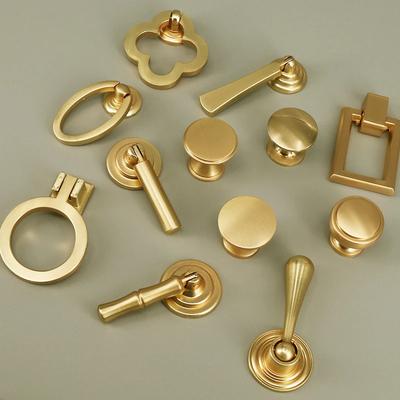 Golden Furniture Door Handles and Knobs Brushed Brass Dresser Handle Cabinet Door Handle Antique Kitchen Hardware Knob