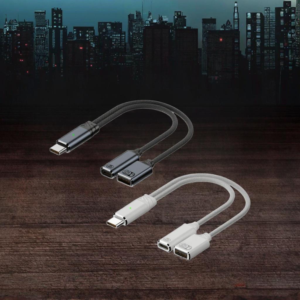 2-in-1 USB C Splitter Dual Charger Adapter Fast PD 100W Audio Dongle Cable 100W USB C Headphone Charger for Camera DC for Call