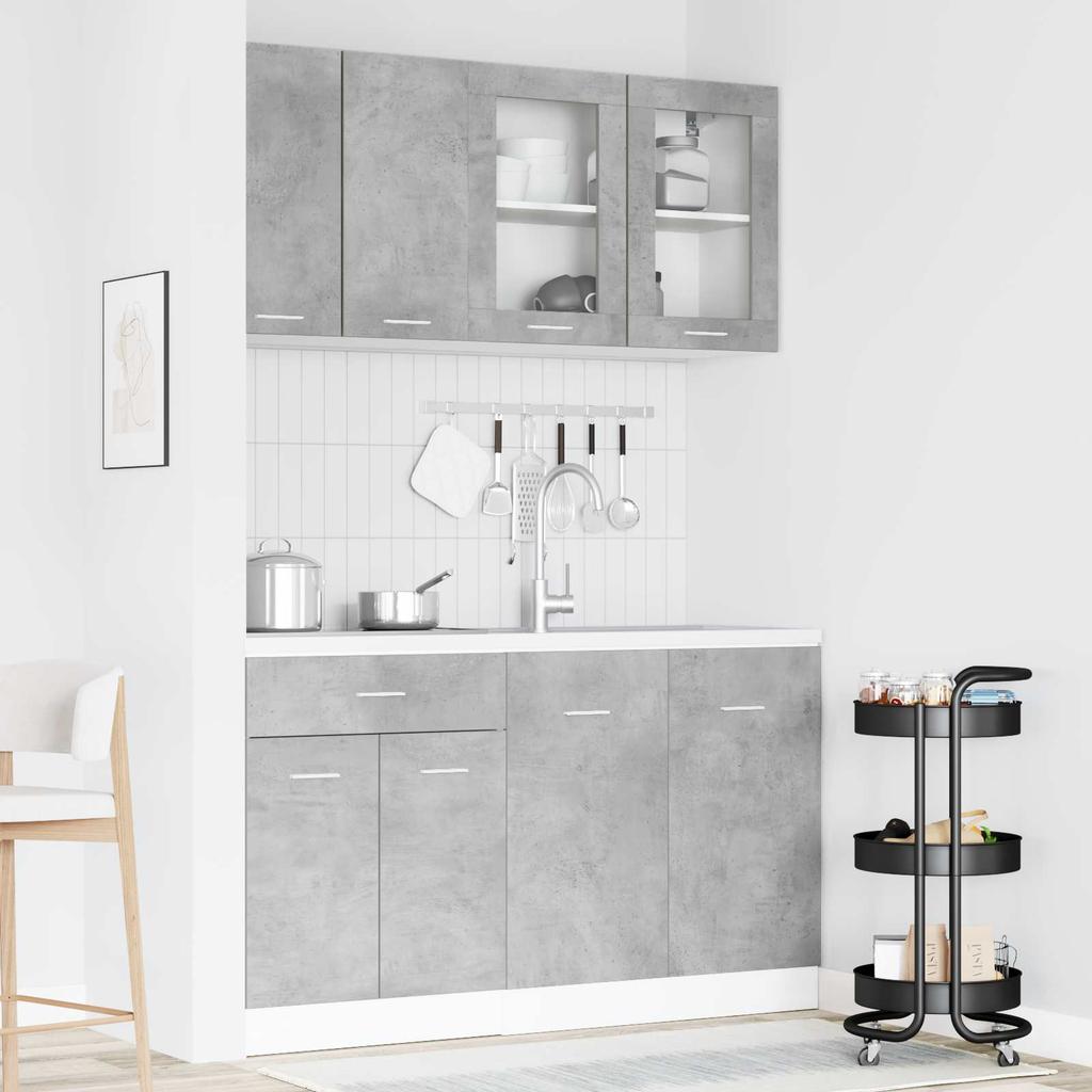 Kitchen Unit Lyon 4 Pcs Concrete Grey Wood Based Material