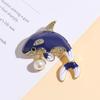 Charme Temperament Stereo Wal Perle Emaille Brosche Farbverlauf Blau Phönixschwanz Kristall Corsage Damen Hochwertige Anstecknadeln Schmuck