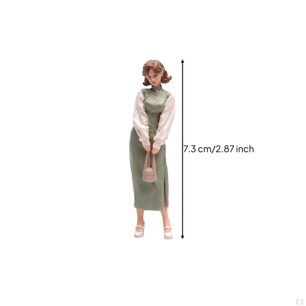 Woman Figurine HandPainted Miniature People Figurines Collectible Resin Figure for Diorama Builders,