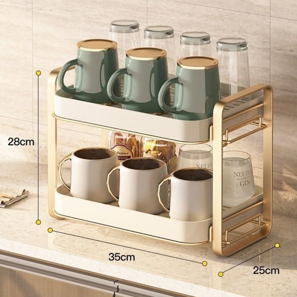 

New Double Layer Cup Holder Household with Drain Tray Wine Glasses Holder Multifunctional Cup Storage Rack Living Room золотий